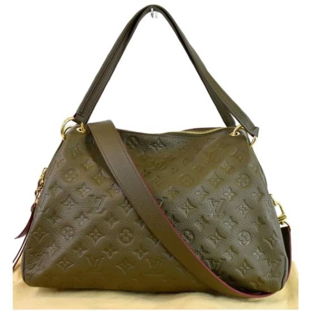 LOUIS VUITTON Ponthieu PM Empreinte Leather Shoulder Bag Olive